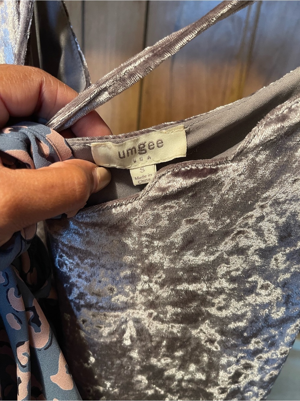 Umgee Shimmery Silver Crushed Velvet Cami
